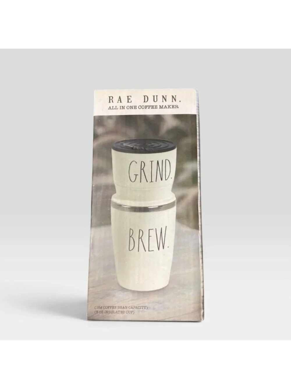 Rae Dunn Grind Brew All‑In‑One Portable Coffee Maker 15g Bean 6oz Cup NIB